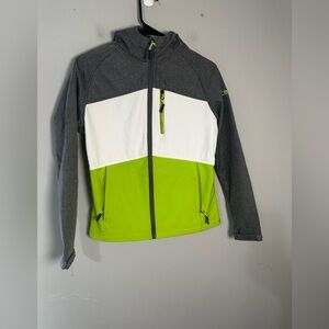 CB Sports Hooded Softshell Jacket - Gray/Lime‎ Green Accent Size S Retro Style